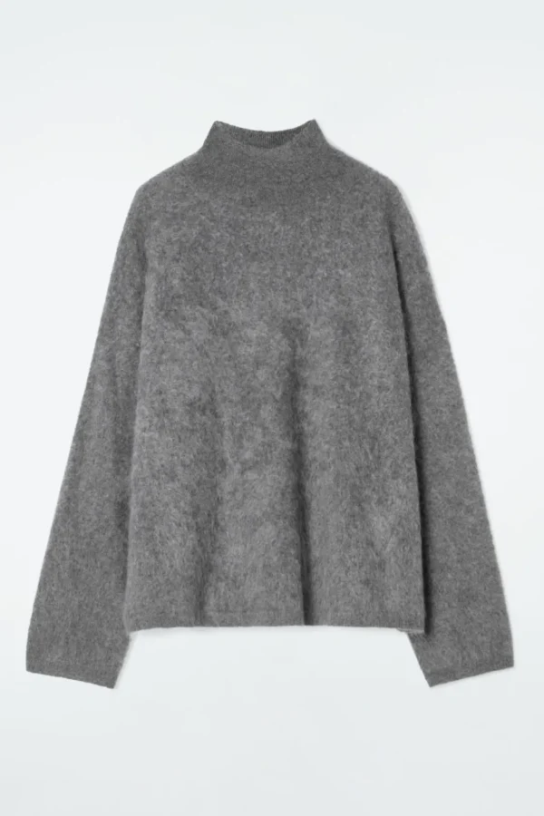 COS BRUSHED-CASHMERE TURTLENECK SWEATER CHARCOAL Sale