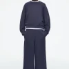 COS BRUSHED-COTTON WIDE-LEG JOGGERS NAVY Outlet