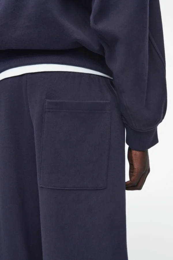 COS BRUSHED-COTTON WIDE-LEG JOGGERS NAVY Outlet