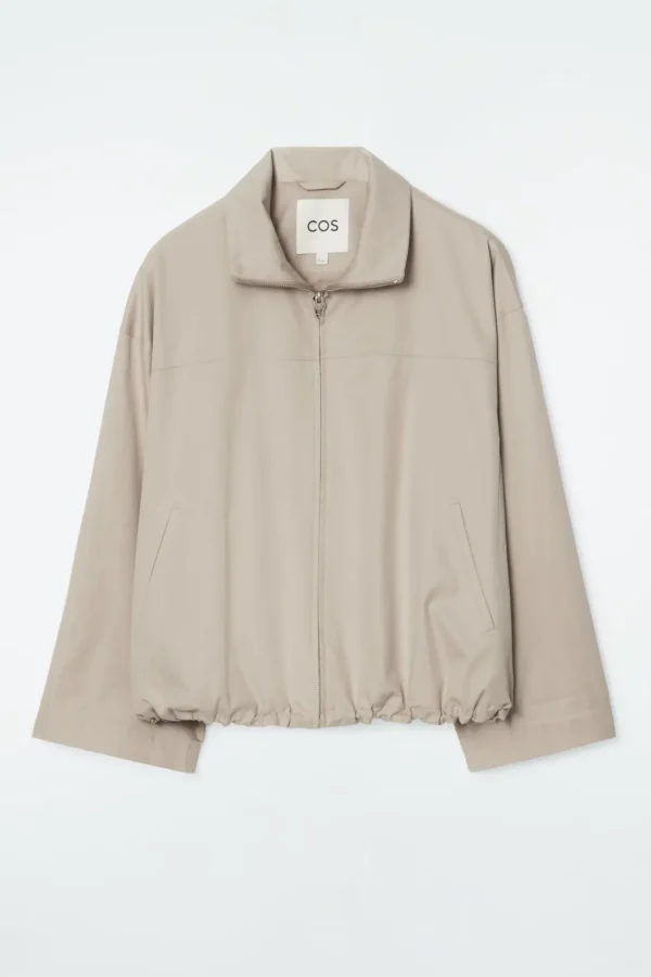 COS BUBBLE-HEM COTTON JACKET BEIGE Store