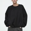 COS BUBBLE-HEM SWEATSHIRT BLACK Fashion