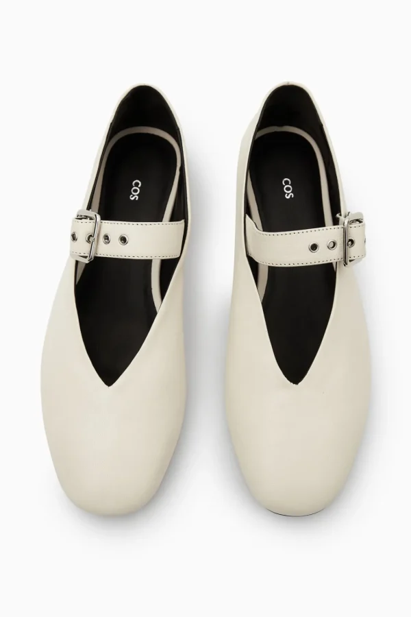 COS BUCKLED BALLET FLATS IVORY Store