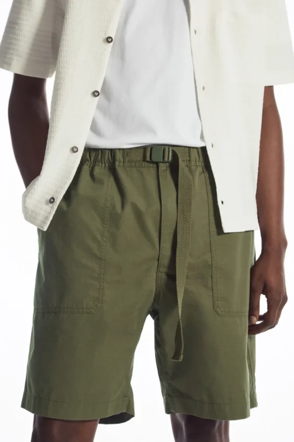 COS BUCKLED UTILITY SHORTS KHAKI BROWN Cheap