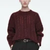 COS CABLE-KNIT MOHAIR SWEATER BROWN Clearance