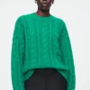 COS CABLE-KNIT MOHAIR SWEATER GREEN Hot