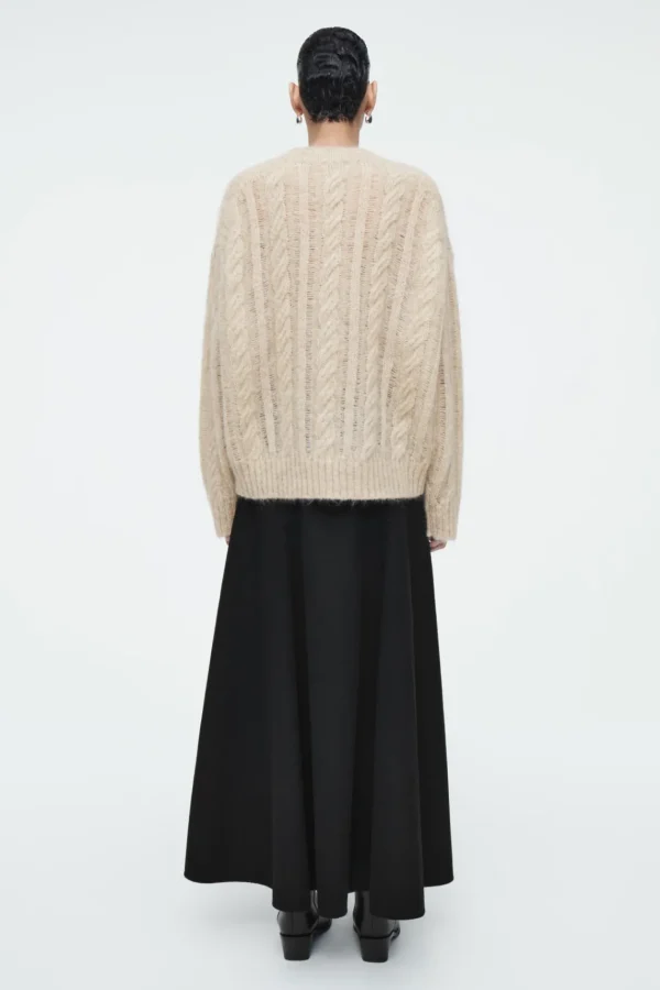 COS CABLE-KNIT MOHAIR SWEATER LIGHT BEIGE Cheap