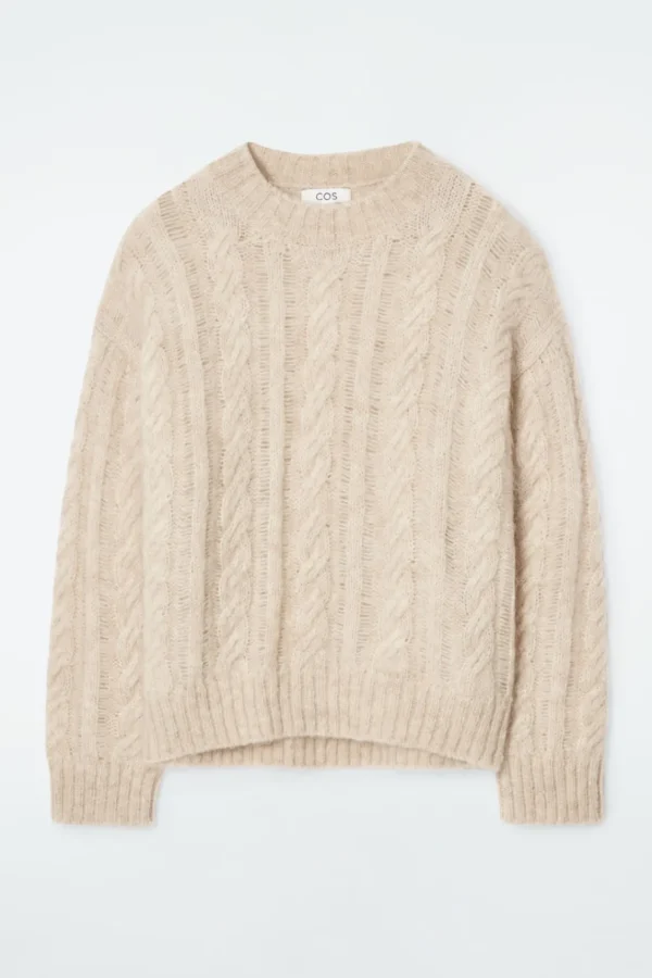 COS CABLE-KNIT MOHAIR SWEATER LIGHT BEIGE Cheap