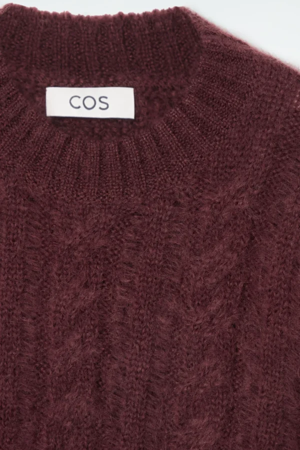 COS CABLE-KNIT MOHAIR SWEATER BROWN Clearance