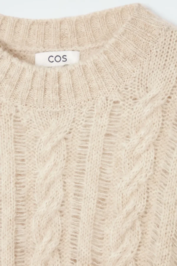 COS CABLE-KNIT MOHAIR SWEATER LIGHT BEIGE Cheap