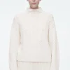 COS CABLE-KNIT WOOL FUNNEL-NECK SWEATER IVORY Clearance