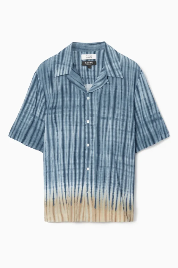 COS CAMP-COLLAR SHORT-SLEEVED SHIRT BLUE / BEIGE Shop