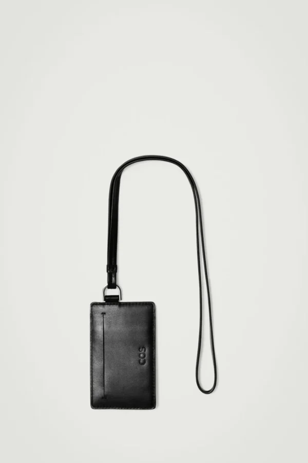 COS CARDHOLDER LANYARD - LEATHER BLACK Hot