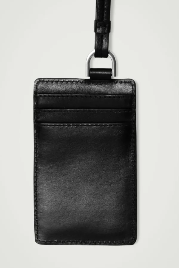 COS CARDHOLDER LANYARD - LEATHER BLACK Hot