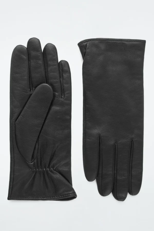 COS CASHMERE-LINED LEATHER GLOVES BLACK Best