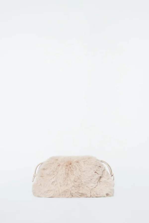 COS CAVATELLI MINI CLUTCH - FAUX FUR OFF-WHITE Cheap