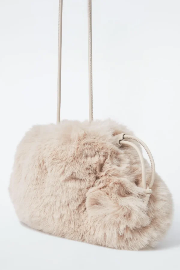 COS CAVATELLI MINI CLUTCH - FAUX FUR OFF-WHITE Cheap