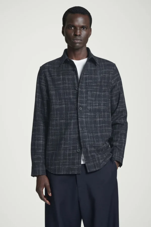 COS CHECKED WOOL OVERSHIRT NAVY / CHECKED Online