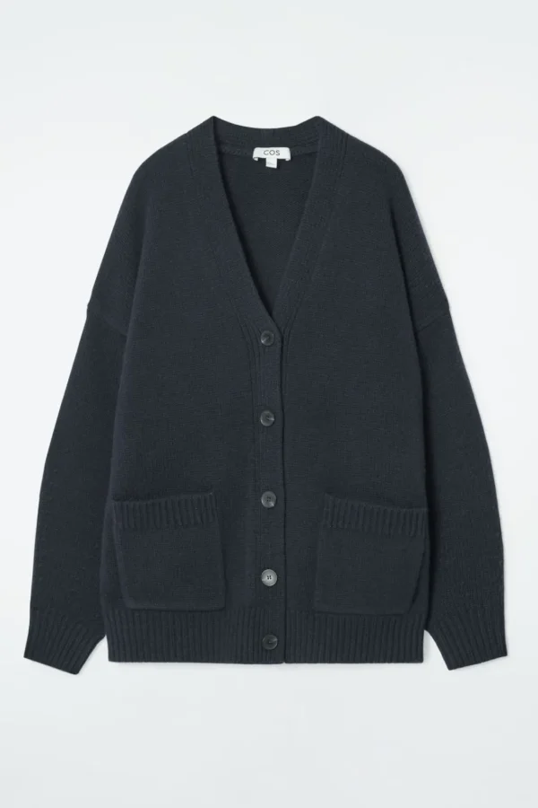 COS CHUNKY CASHMERE-BLEND CARDIGAN NAVY Clearance