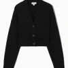 COS CHUNKY CROPPED CASHMERE-BLEND CARDIGAN BLACK New