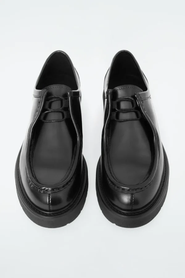 COS CHUNKY LEATHER LACE-UP SHOES BLACK Store