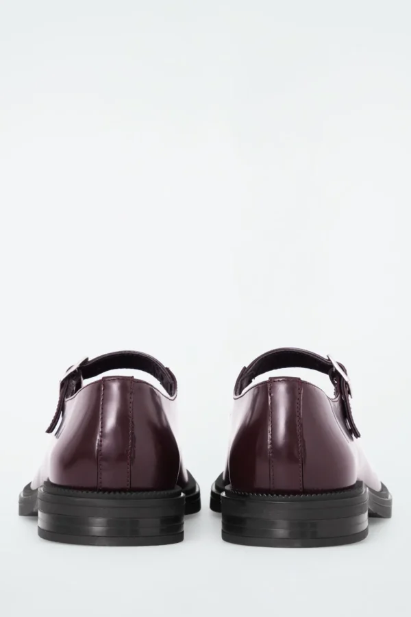 COS CHUNKY LEATHER MARY-JANE SHOES BORDEAUX Discount