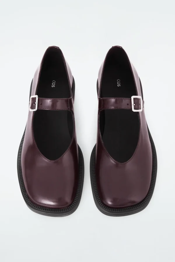 COS CHUNKY LEATHER MARY-JANE SHOES BORDEAUX Discount