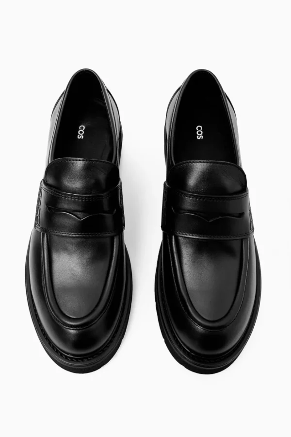 COS CHUNKY LEATHER PENNY LOAFERS BLACK Store