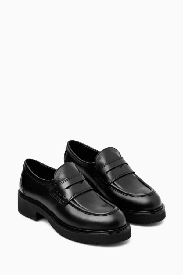 COS CHUNKY LEATHER PENNY LOAFERS BLACK Store