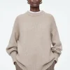 COS CHUNKY PURE CASHMERE CREW-NECK SWEATER BEIGE Best Sale