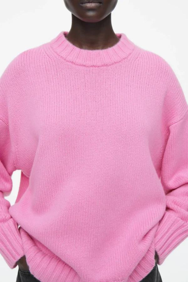 COS CHUNKY PURE CASHMERE CREW-NECK SWEATER PINK New