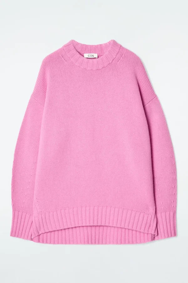 COS CHUNKY PURE CASHMERE CREW-NECK SWEATER PINK New