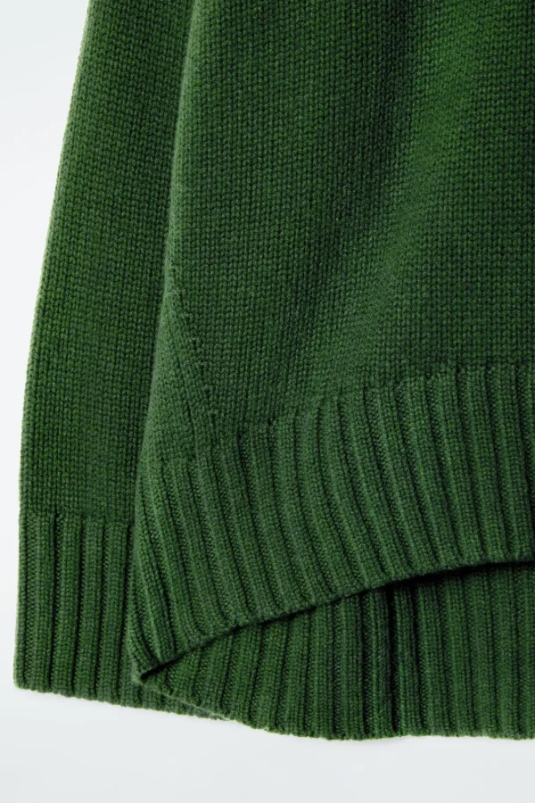 COS CHUNKY PURE CASHMERE TURTLENECK SWEATER DARK GREEN Best