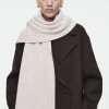 COS CHUNKY RIBBED PURE CASHMERE SCARF OFF-WHITE Cheap