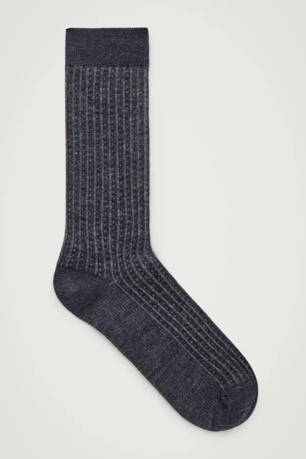 COS CHUNKY RIBBED WOOL SOCKS NAVY Flash Sale