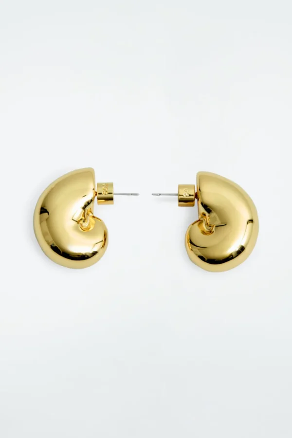 COS CHUNKY SEASHELL-SHAPED EARRINGS GOLD Store