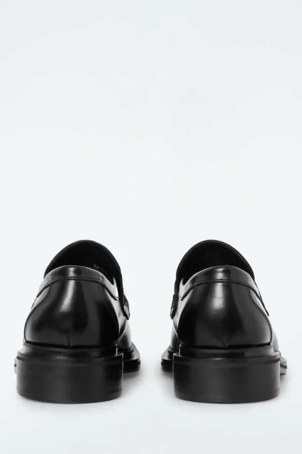 COS CHUNKY SQUARE-TOE LEATHER LOAFERS BLACK Best Sale