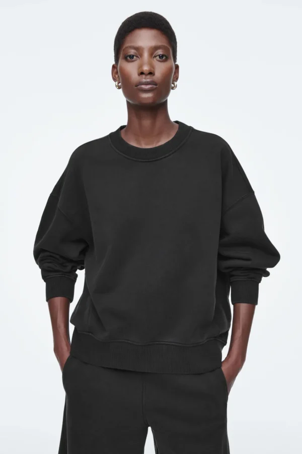 COS CLASSIC CREW-NECK SWEATSHIRT BLACK Discount