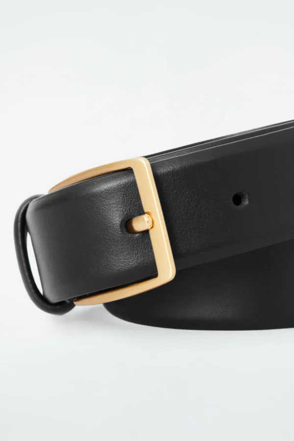 COS CLASSIC LEATHER BELT BLACK Hot