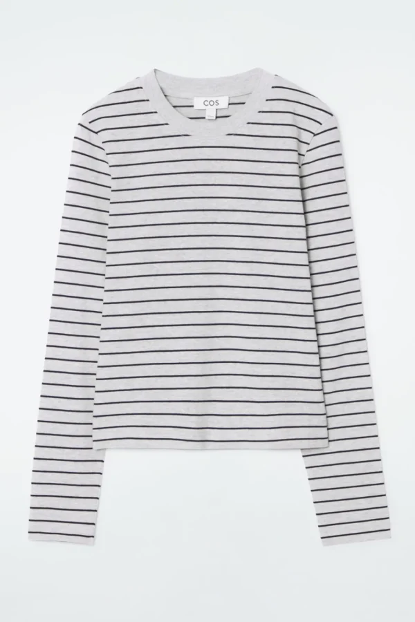 COS CLEAN CUT REGULAR LONG-SLEEVED T-SHIRT GRAY / STRIPED Flash Sale