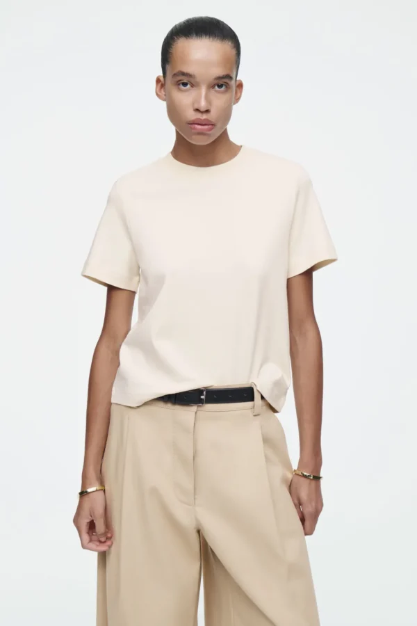 COS CLEAN CUT REGULAR T-SHIRT LIGHT BEIGE Best