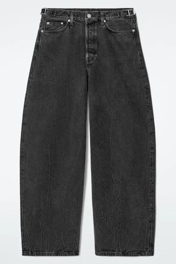 COS COAST WIDE-LEG JEANS CRINKLED BLACK Best Sale