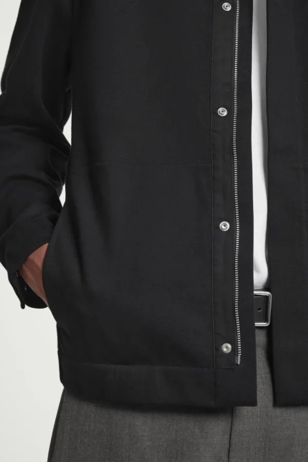 COS COLLARED COTTON-JERSEY JACKET BLACK Fashion