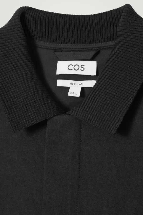 COS COLLARED COTTON-JERSEY JACKET BLACK Fashion