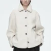 COS COLLARED FAUX SHEARLING JACKET IVORY Best Sale