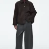 COS COLLARED FAUX SHEARLING JACKET DARK BROWN Hot