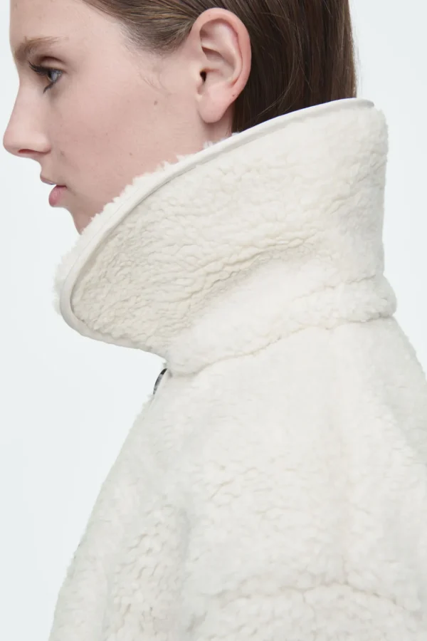 COS COLLARED FAUX SHEARLING JACKET IVORY Best Sale