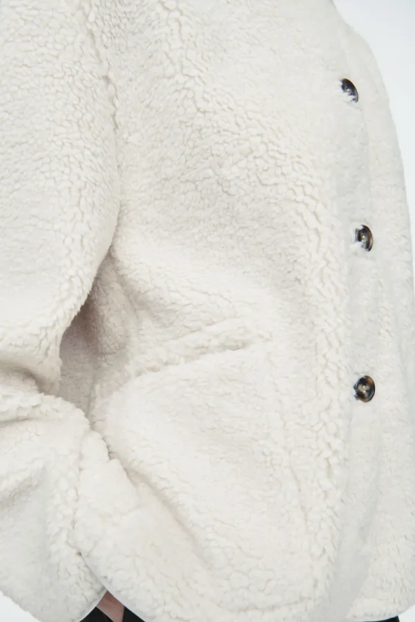 COS COLLARED FAUX SHEARLING JACKET IVORY Best Sale