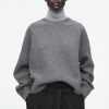 COS COLOUR-BLOCK LAYERED WOOL JUMPER GRAY New