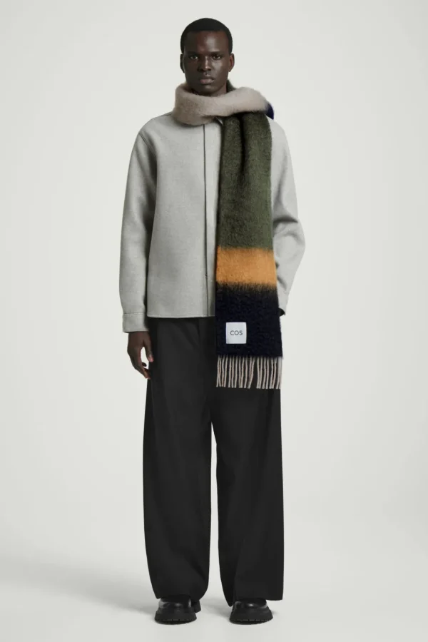 COS COLOUR-BLOCK MOHAIR SCARF NAVY / STRIPED Hot