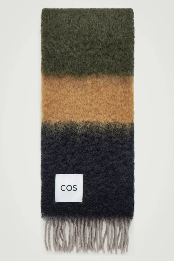 COS COLOUR-BLOCK MOHAIR SCARF NAVY / STRIPED Hot